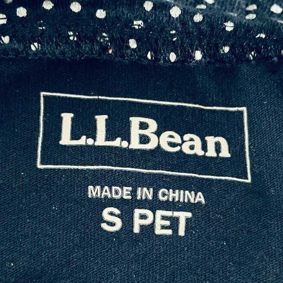LL Bean Polka Dot Long Sleeve T Shirt Navy Blue White Size Petite Small - Picture 6 of 9